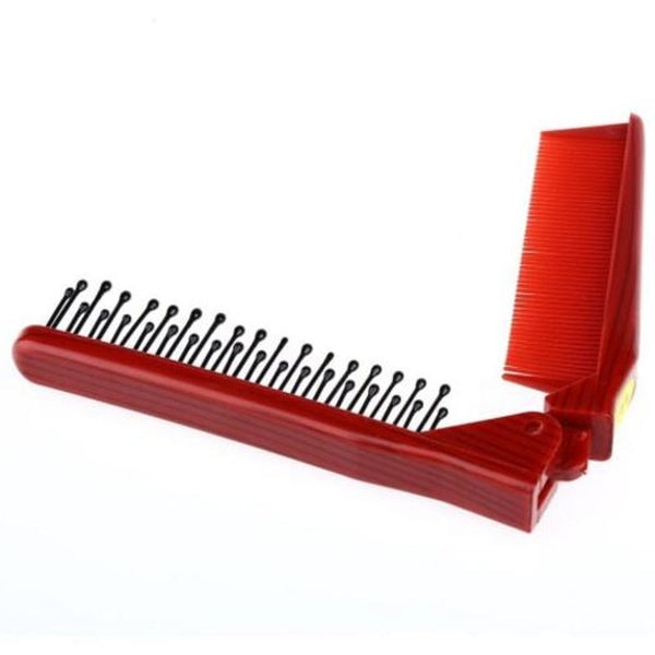 Salon Anti Static Combing Foldable Pocket Double Hair Brush Travel Essential Gold Brown Brushes & Combs