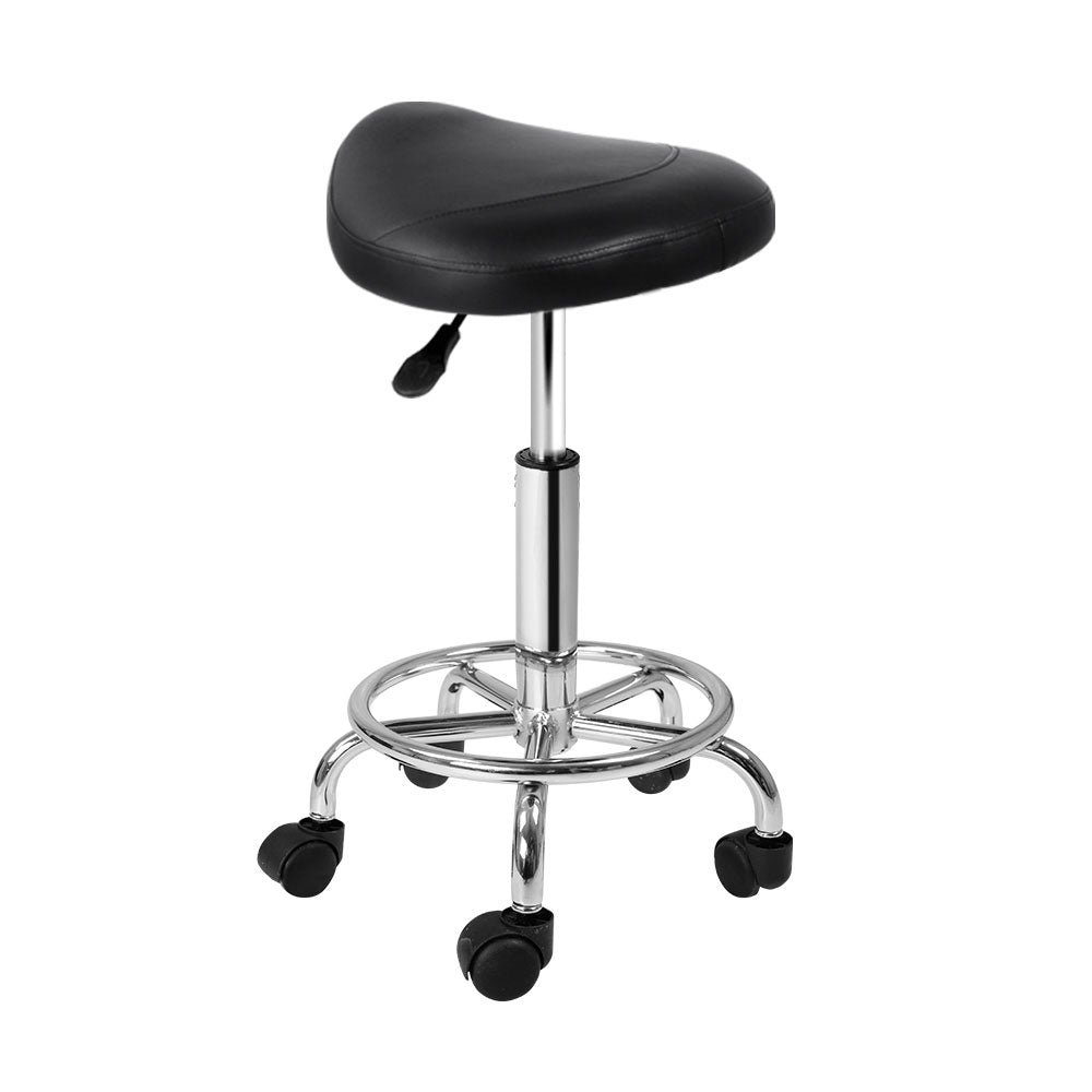 Artiss Saddle Salon Stool Black Pu Swivel Barber Hair Dress Chair Hydraulic Lift Salon Stools
