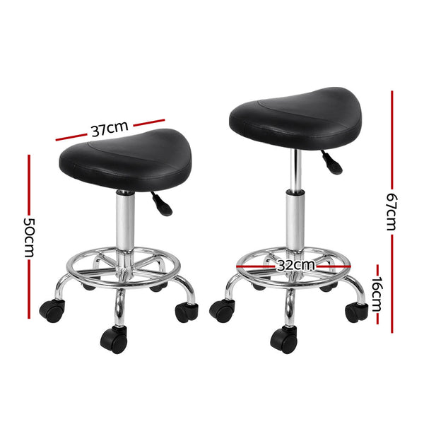 Artiss Saddle Salon Stool Black Pu Swivel Barber Hair Dress Chair Hydraulic Lift Salon Stools