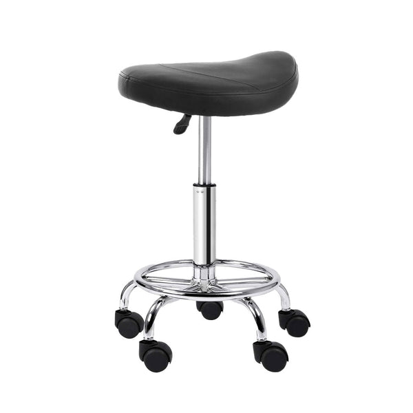 Artiss Saddle Salon Stool Black Pu Swivel Barber Hair Dress Chair Hydraulic Lift Salon Stools