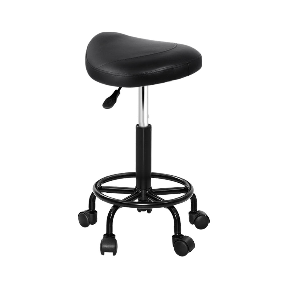 Artiss Saddle Stool Salon Chair Black Swivel Beauty Barber Hairdressing Gas Lift Salon Stools