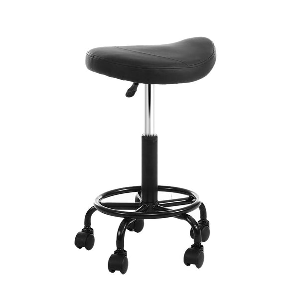 Artiss Saddle Stool Salon Chair Black Swivel Beauty Barber Hairdressing Gas Lift Salon Stools