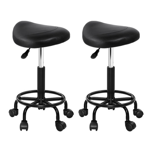 Artiss 2X Saddle Salon Stool Swivel Barber Chairs Stools Hydraulic Lift Pu