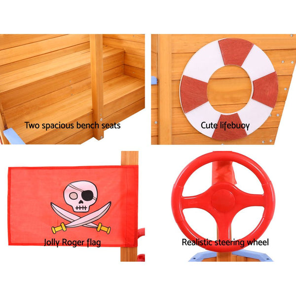 Keezi Boat Sand Pit With Canopy Sandpit Toys