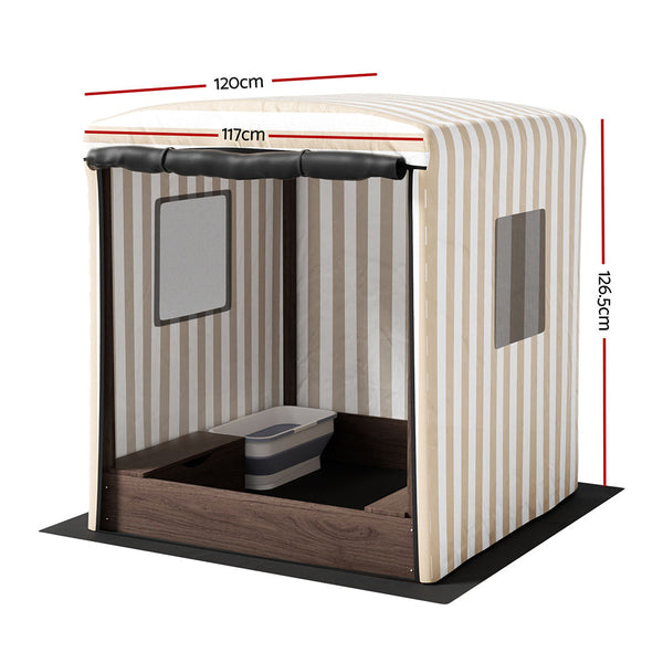 Keezi Kids Sandpit Sandbox Pit With Canopy Water Basin 120Cm Sandpit Toys