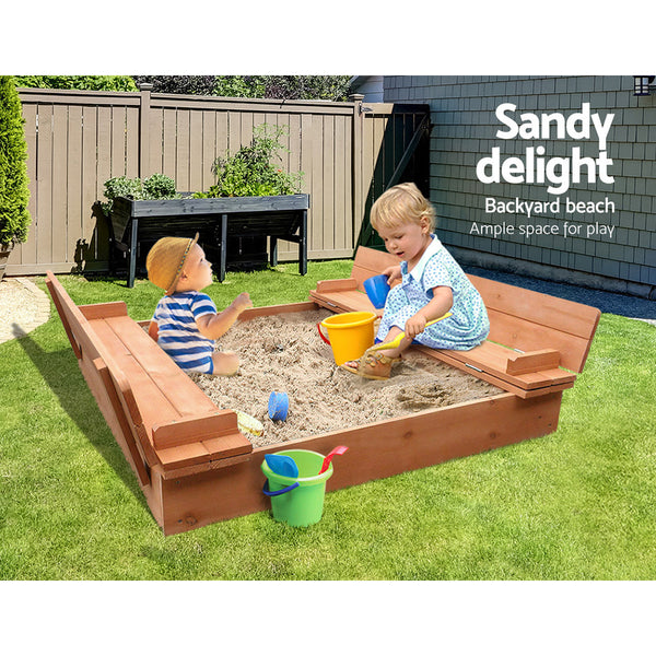 Keezi Outdoor Sandpit Set Natural Sandpit Toys