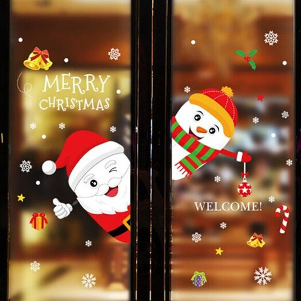 45X60cm Santa And Snowman Glass Door Wall Sticker Christmas Decorations Seasonal Decorations