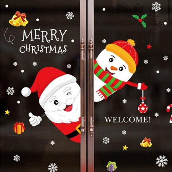45X60cm Santa And Snowman Glass Door Wall Sticker Christmas Decorations Seasonal Decorations