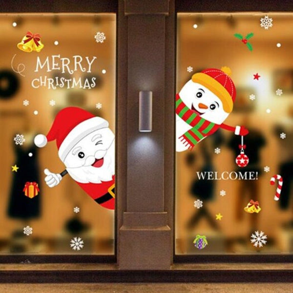 45X60cm Santa And Snowman Glass Door Wall Sticker Christmas Decorations