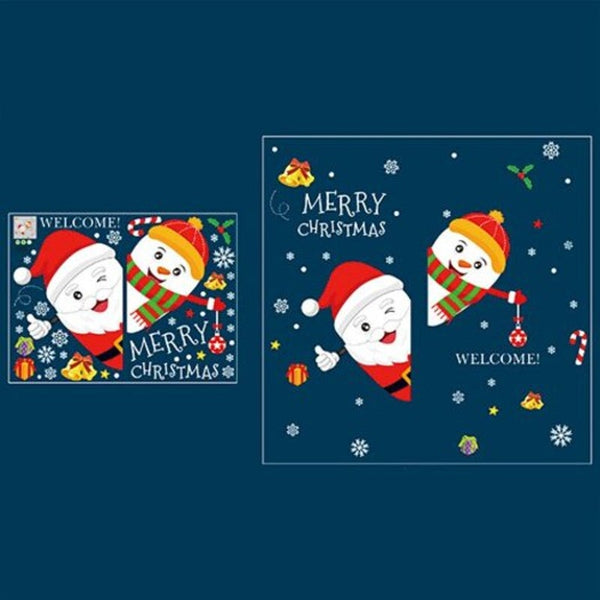 45X60cm Santa And Snowman Glass Door Wall Sticker Christmas Decorations Seasonal Decorations