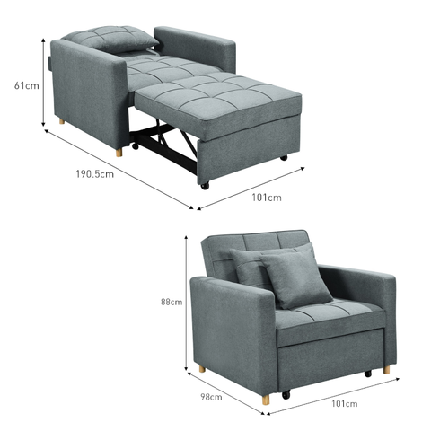 Sarantino Suri 3-In-1 Convertible Sofa Chair Bed Airforce Blue