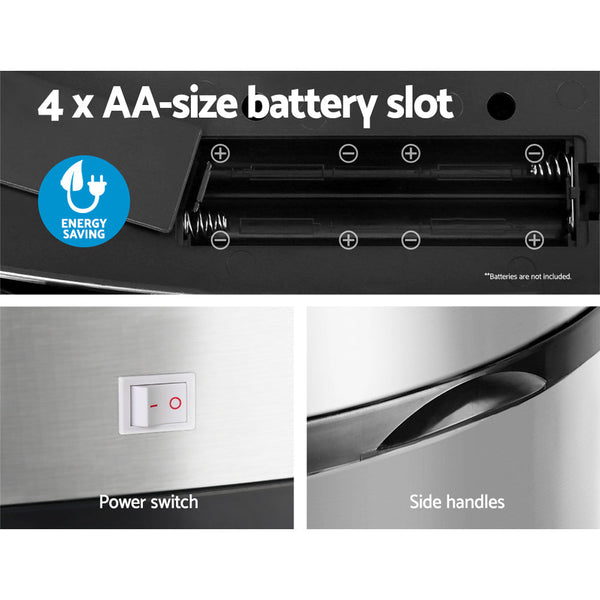 Devanti 50L Stainless Steel Motion Sensor Rubbish Bin Rubbish Bins