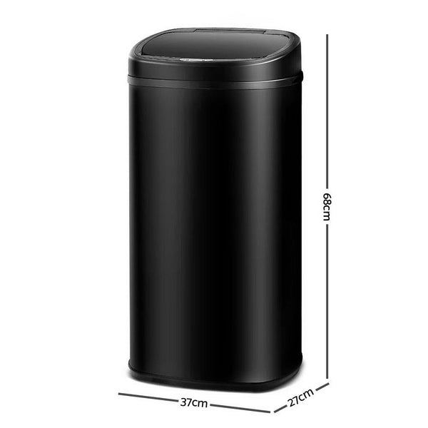 Devanti 58L Motion Sensor Rubbish Bin Black Rubbish Bins