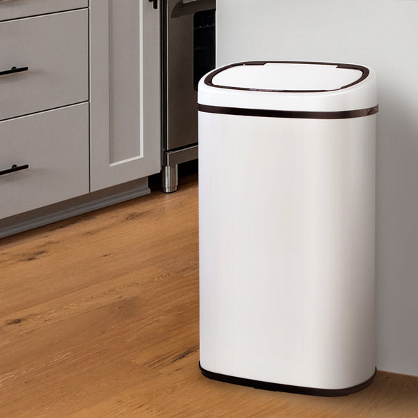 Devanti 58L Sensor Bin White Rubbish Bins