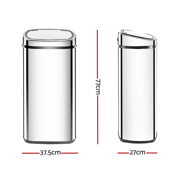 Devanti 68L Stainless Steel Motion Sensor Rubbish Bin Rubbish Bins