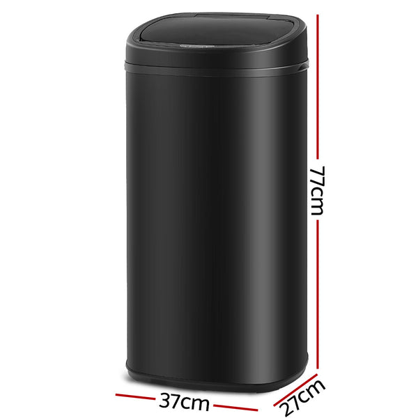 Devanti 68L Motion Sensor Rubbish Bin Black Rubbish Bins