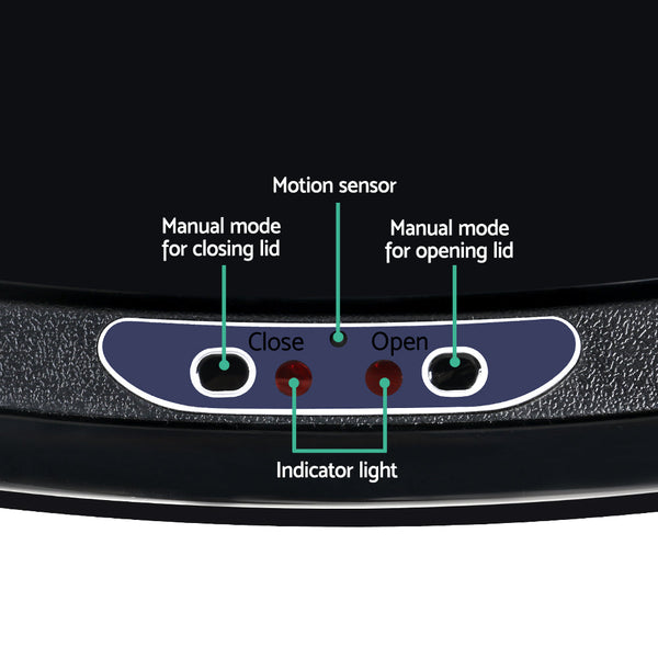 Devanti 68L Motion Sensor Rubbish Bin Black Rubbish Bins