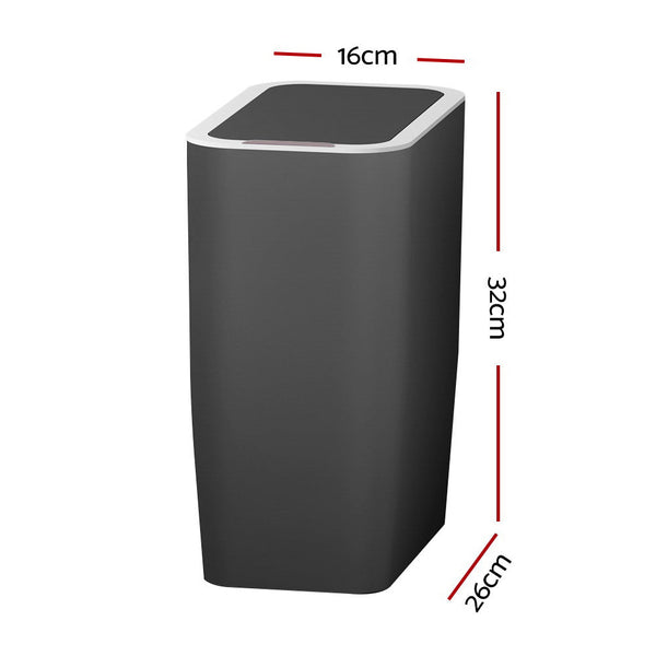 Devanti Motion Sensor Bin Automatic Waste Trash Can Ash Black 9L Rubbish Bins