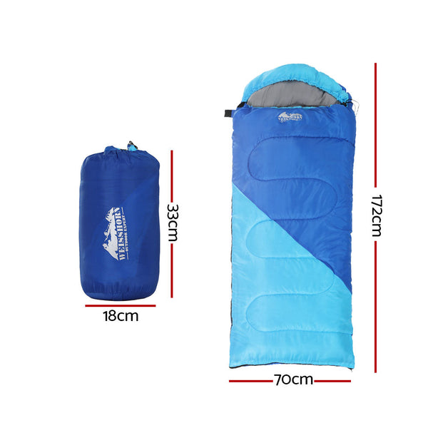 Weisshorn Sleeping Bag Bags Kids 172Cm Camping Hiking Thermal Blue Sleeping Bags