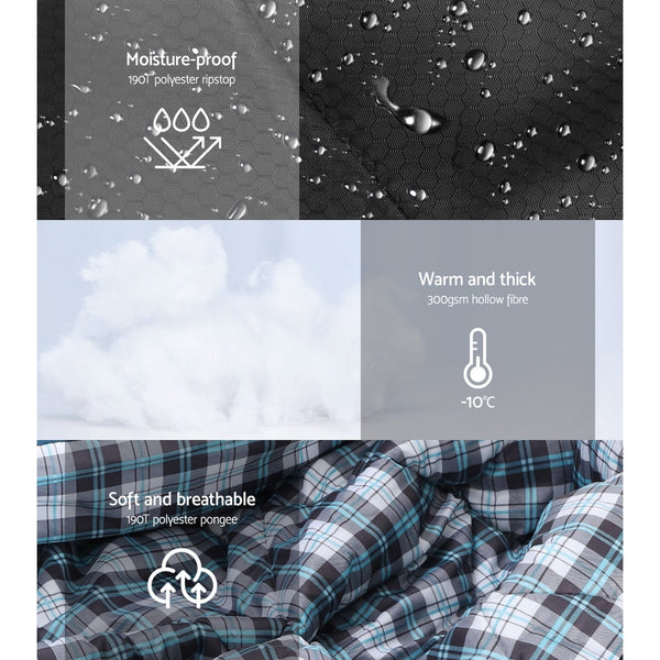 Weisshorn Sleeping Bag Camping Hiking Tent Outdoor Comfort 5 Degree Grey Sleeping Bags