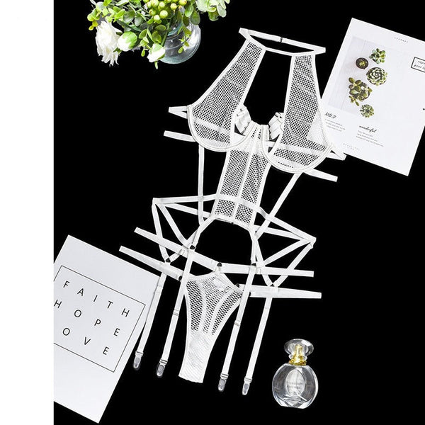 Mesh  Strappy Bandage Bodysuit Women Lingerie Colour Black Royal Blue White Bodysuits