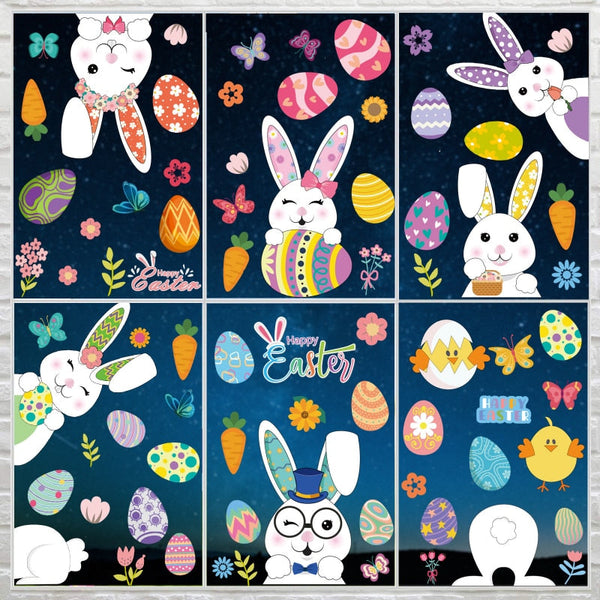Cute Happy Easter Rabbit Chick Bunny Stickers Wall Decals Wall Stickers