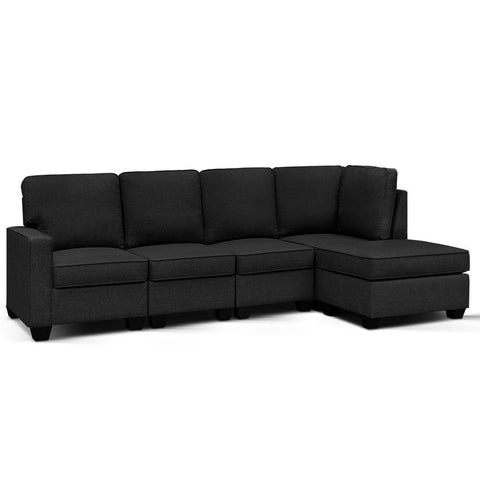 Artiss Sofa Lounge Set 5 Seater Modular Chaise Chair Suite Couch Dark Grey Sofas Armchairs & Couches
