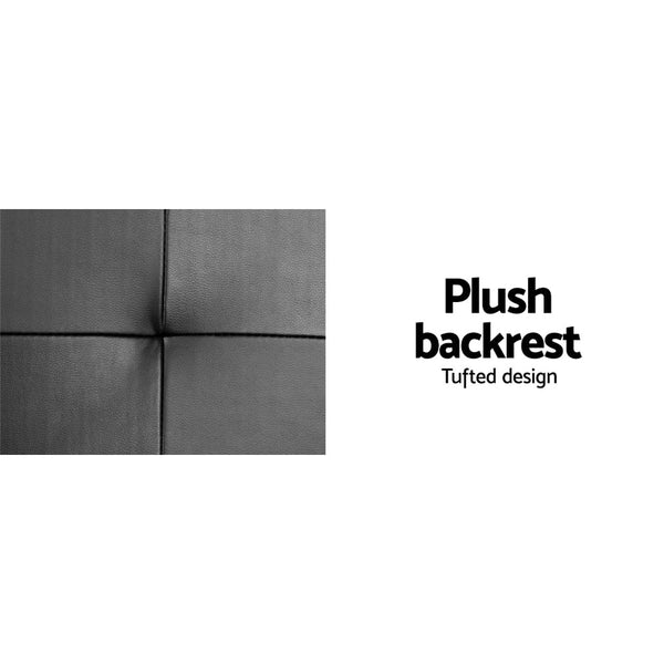 Artiss 3 Seater Pu Leather Sofa Bed Black Sofa Beds