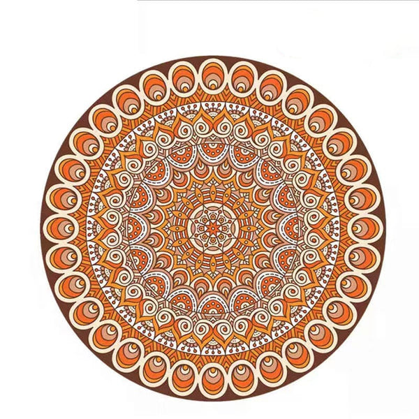 Round Yoga Mat Rubber Non Slip Thick Wide Meditation Floor Mats & Non Slip Towels