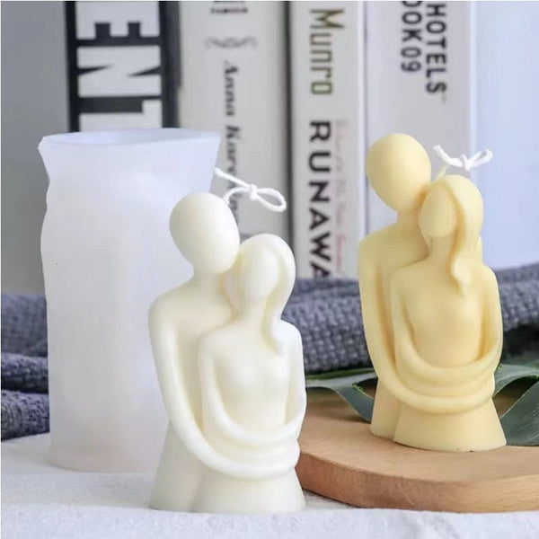 3D Abstract Romantic Couple Portrait Lovers Silicone Candle Mold Carving Soap Moulds