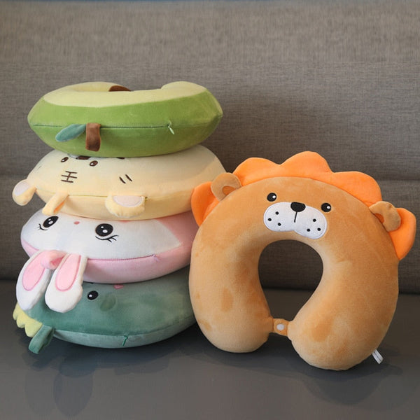 Animal Pattern Memory Cotton U Shaped Travel Pillow Car Neck Noon Rest Pillows