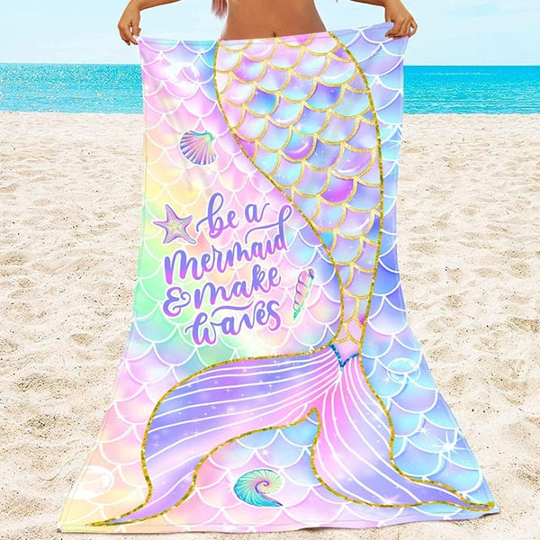 Microfibre Pastel Mermaid Beach Towel Towels & Flannels