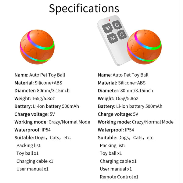 Pet Dog Cat Smart Toys Automatic Rolling Ball Electric Interactive Cat Toys