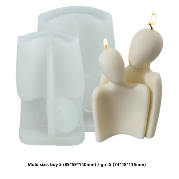 3D Abstract Romantic Couple Portrait Lovers Silicone Candle Mold Carving Soap Moulds