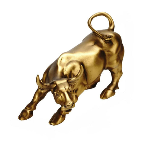 Figurine Gold Bull Resin For Living Room Desktop Decoration Accessories Sculptures & Figurines