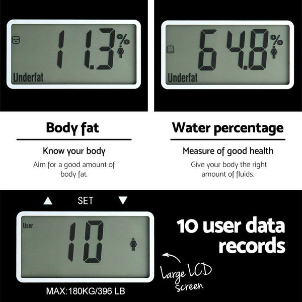 Everfit Bathroom Scales Digital Body Fat 180Kg Electronic Monitor Tracker