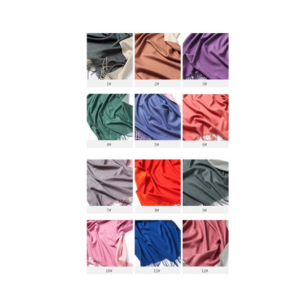 Scarf Female Double Sided Pure Color Warm Shawl Autumn Winter 11 Scarves & Wraps