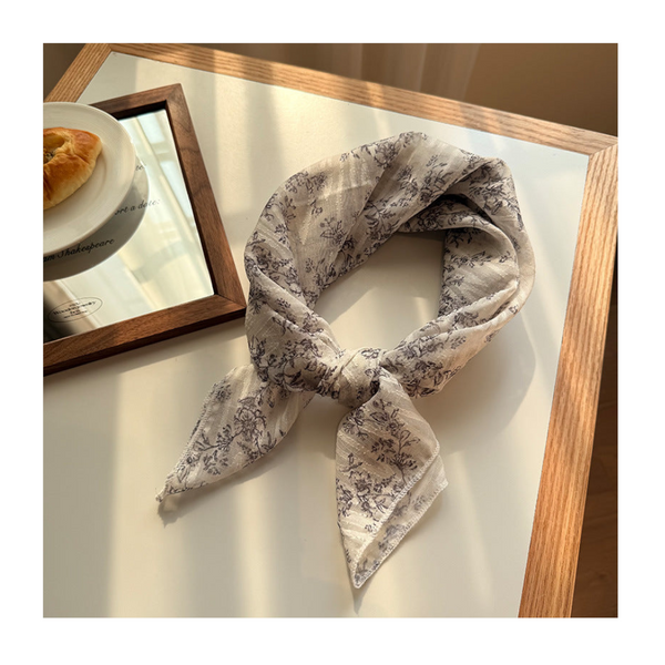 Style 5 Beige Versatile Patterned Square Scarf | 65X65cm Lightweight Polyester Neckerchief Headband Vintage Polka Dot & Floral Scarves & Wraps