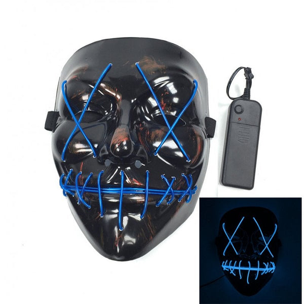 Scary Halloween Led Light Up V Shape Face Mask For Festival Cosplay Costume Masks