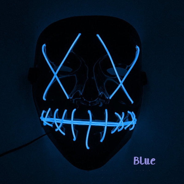 Scary Halloween Led Light Up V Shape Face Mask For Festival Cosplay Costume Masks