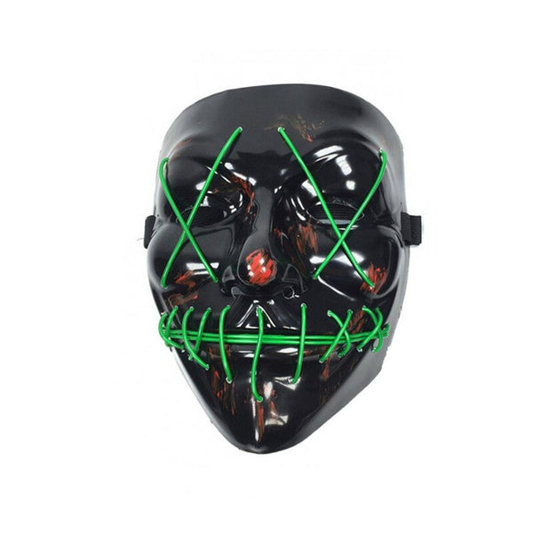 Scary Halloween Led Light Up V Shape Face Mask For Festival Cosplay Costume Masks
