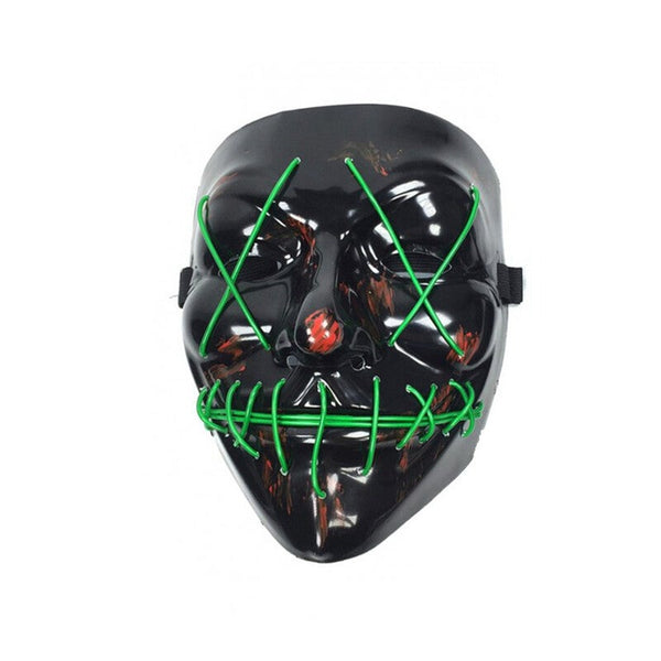 Scary Halloween Led Light Up V Shape Face Mask For Festival Cosplay Costume