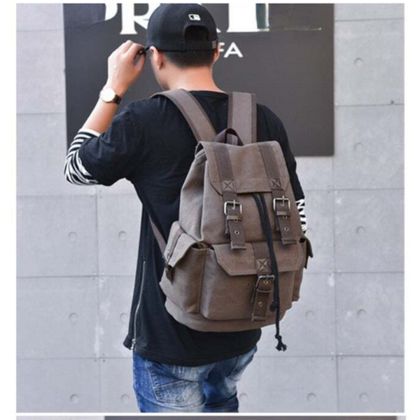 School Backpack Bags Hiking Canvas Bookbag For Men Travel Backpacks