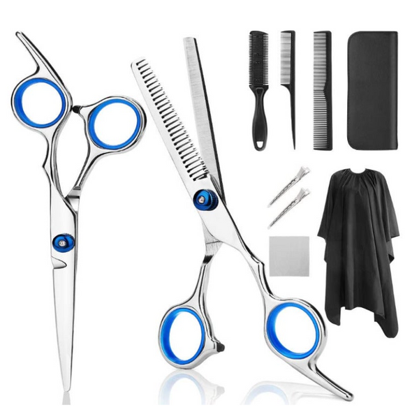 Professional Hair Cutting Scissors 9 Pcs Barber Thinning Hairdressing Shears Stainless Steel Set With Cape Clips Comb For Salon Sets & Kits