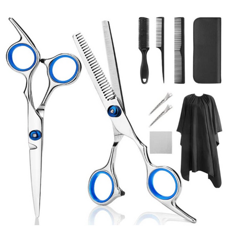 Professional Hair Cutting Scissors 9 Pcs Barber Thinning Hairdressing Shears Stainless Steel Set With Cape Clips Comb For Salon Sets & Kits