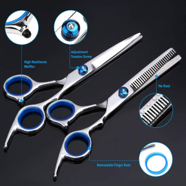 Professional Hair Cutting Scissors 9 Pcs Barber Thinning Hairdressing Shears Stainless Steel Set With Cape Clips Comb For Salon Sets & Kits