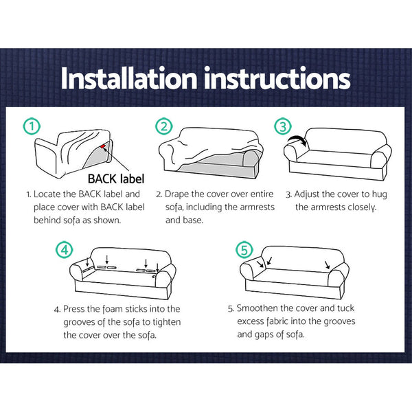 Artiss High Stretch Sofa Cover Couch Lounge Protector 3 Seater Grey Slipcovers