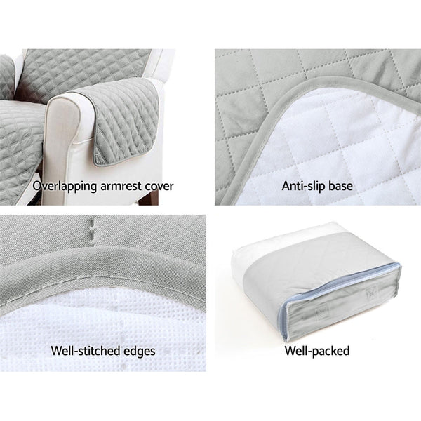 Artiss Sofa Cover Quilted Couch Covers Lounge Protector 3 Seater Grey Slipcovers