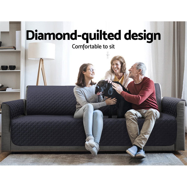 Artiss Sofa Cover Quilted Couch Covers 100% Water Resistant 4 Seater Dark Grey Slipcovers