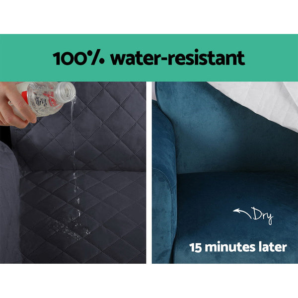 Artiss Sofa Cover Quilted Couch Covers 100% Water Resistant 4 Seater Dark Grey Slipcovers